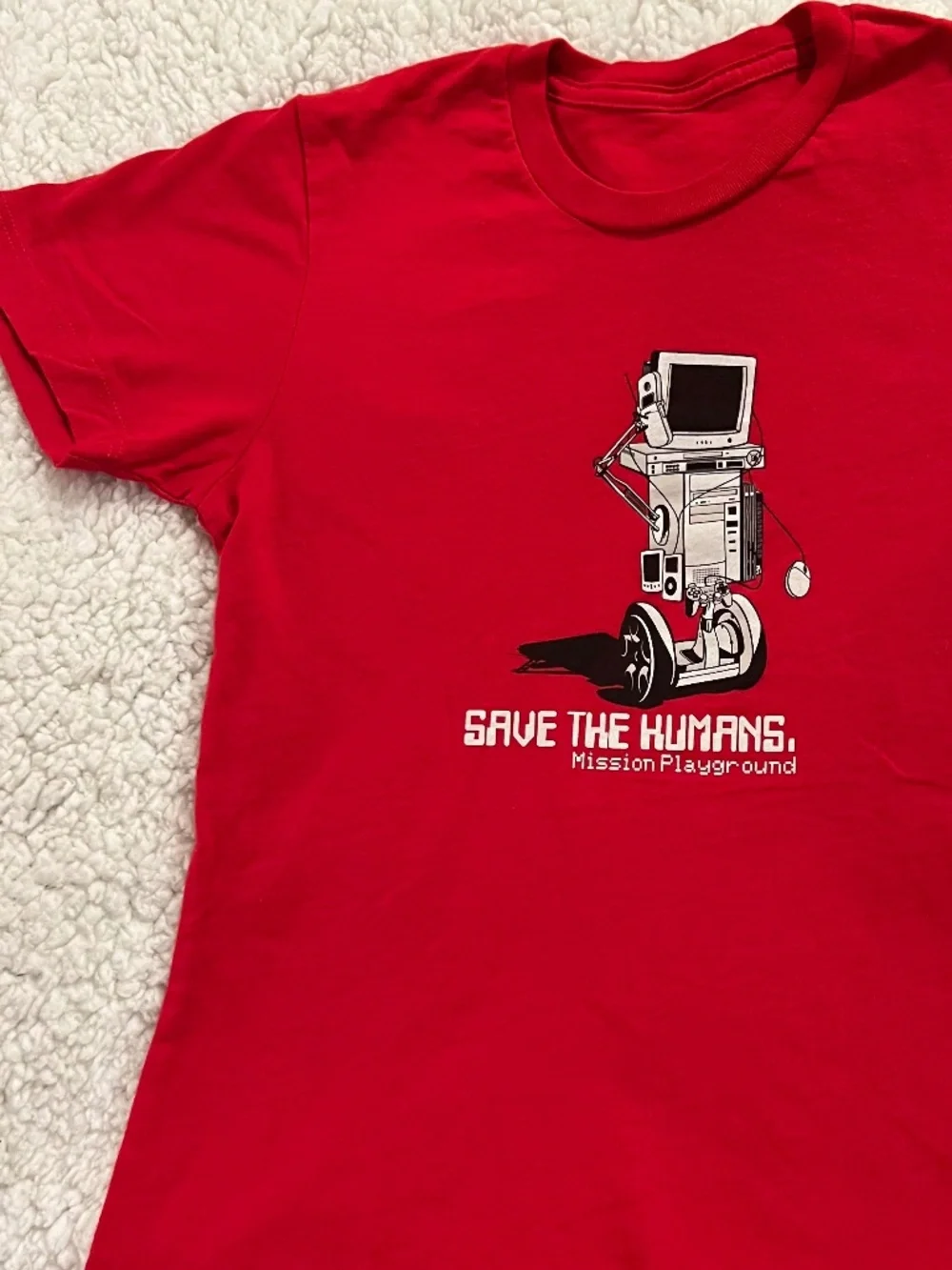 Save the Humans! Mission Playground organic message tee. - Picture 2 of 5